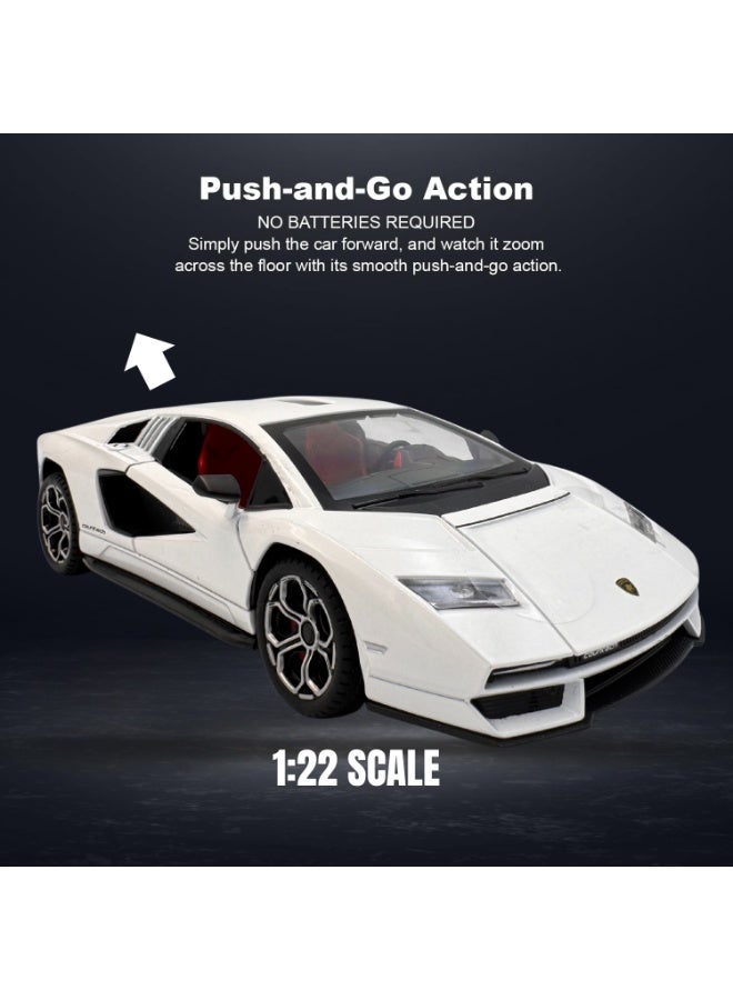 LAMBORGHINI لامبورغيني كونتاش LPI 800-4 نموذج سيارة مصغرة 1:24 – برتقالي، أضواء، صوت، سحب للخلف، أبواب وغطاء محرك مفتوحة، لعبة مميزة لجمع الهدايا - Image 4