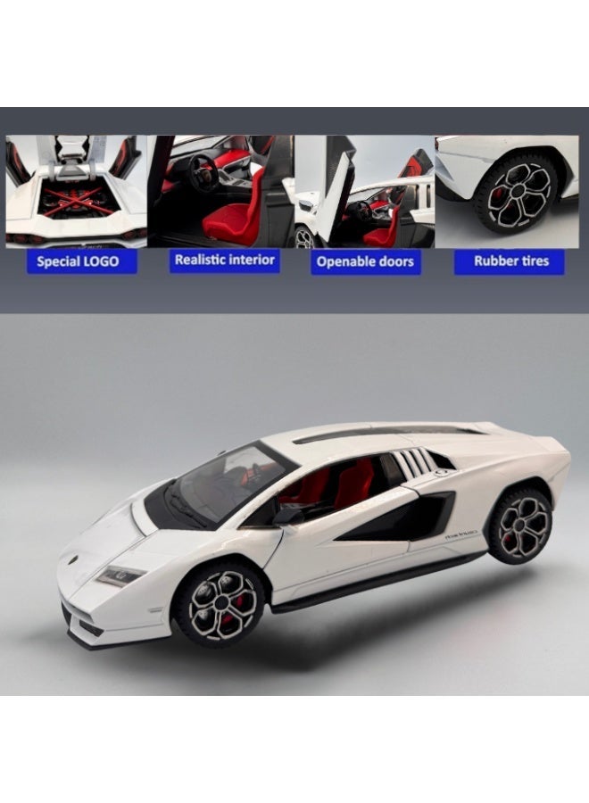 LAMBORGHINI لامبورغيني كونتاش LPI 800-4 نموذج سيارة مصغرة 1:24 – برتقالي، أضواء، صوت، سحب للخلف، أبواب وغطاء محرك مفتوحة، لعبة مميزة لجمع الهدايا - Image 3