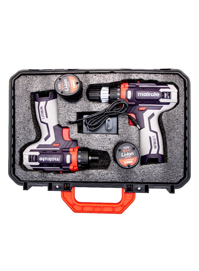 Makute P2-DC01-2B 12V Cordless Drill & Screwdriver Set, 23Nm Torque, 450–1450RPM, 8-10mm Chuck, 6.3mm Hex Driver, 60min Fast Charge - Image 4