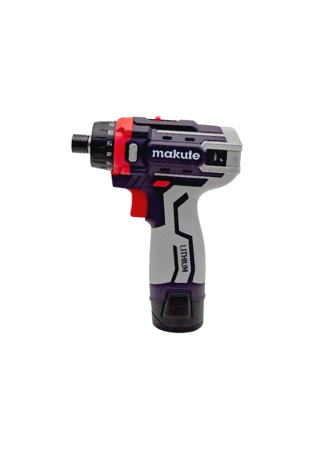 Makute P2-DC01-2B 12V Cordless Drill & Screwdriver Set, 23Nm Torque, 450–1450RPM, 8-10mm Chuck, 6.3mm Hex Driver, 60min Fast Charge - Image 2