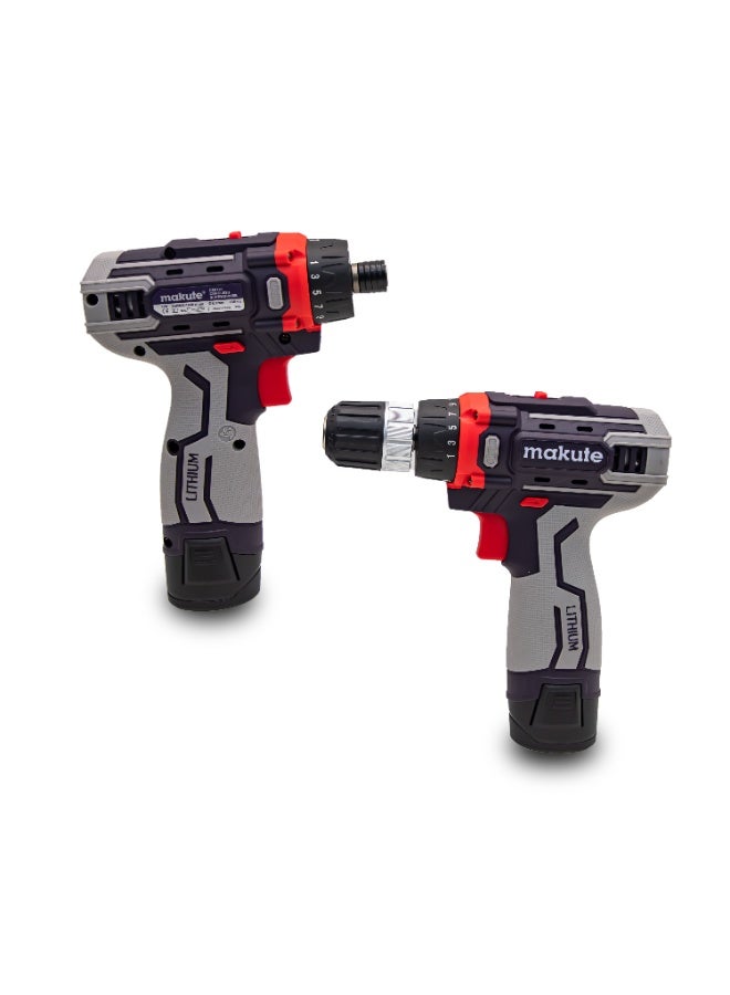 Makute P2-DC01-2B 12V Cordless Drill & Screwdriver Set, 23Nm Torque, 450–1450RPM, 8-10mm Chuck, 6.3mm Hex Driver, 60min Fast Charge - Image 5