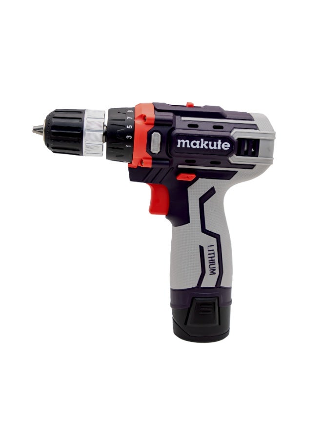 Makute P2-DC01-2B 12V Cordless Drill & Screwdriver Set, 23Nm Torque, 450–1450RPM, 8-10mm Chuck, 6.3mm Hex Driver, 60min Fast Charge - Image 3