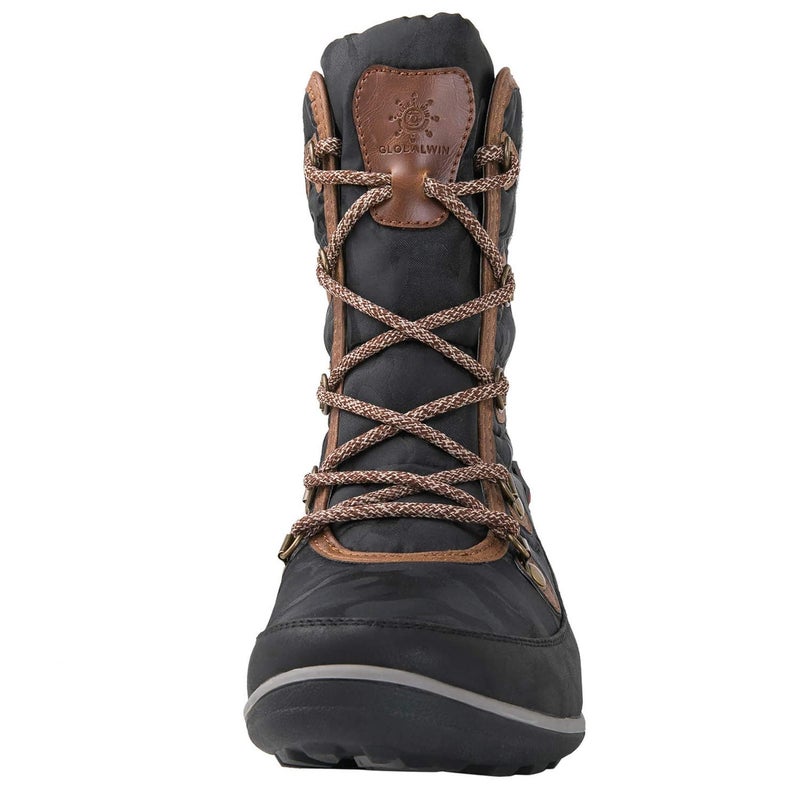 GLOBALWIN Women's Snow Boots Comfortable Black/Brown Boots For Women Waterproof Mid-Calf Winter Boots For Women With Fleece Lining And Non Slip Outdoor Sole Size 9.5M - Image 4