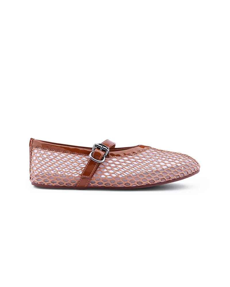 كابلي Womens open weave mesh pattered ballerinas