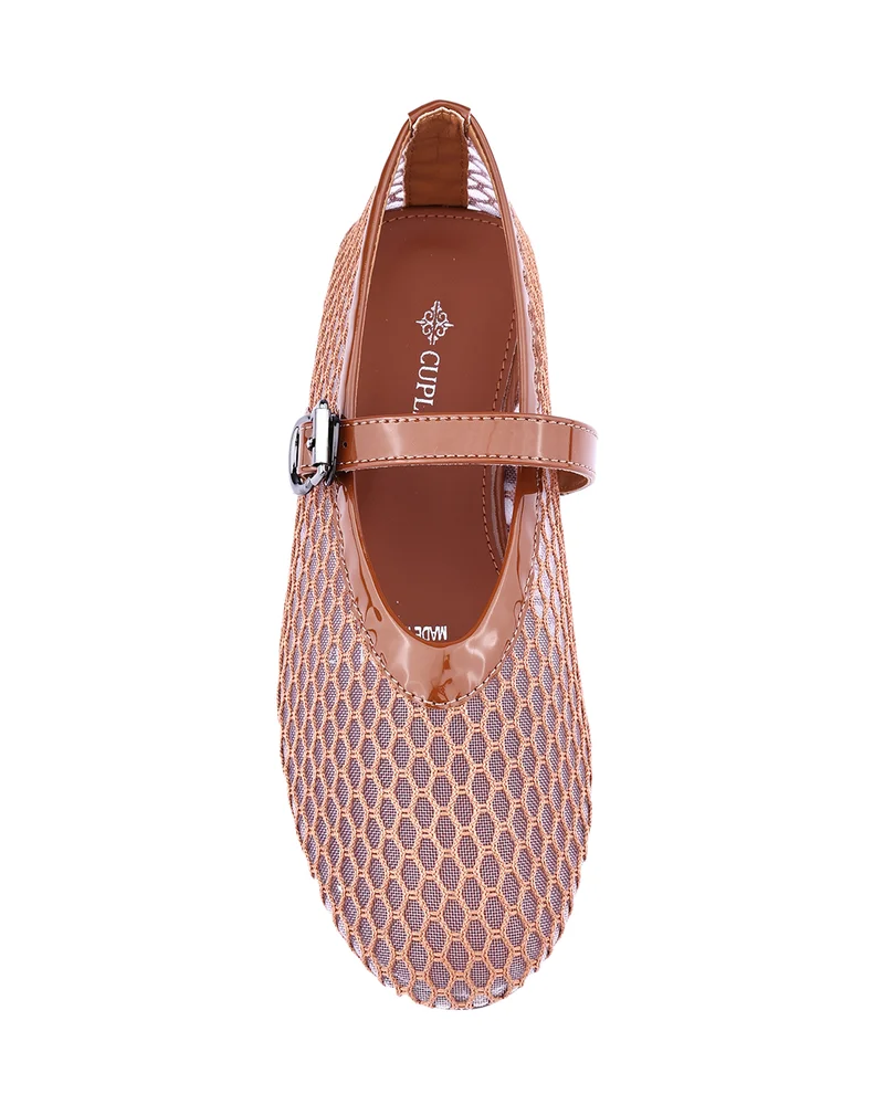 كابلي Womens open weave mesh pattered ballerinas