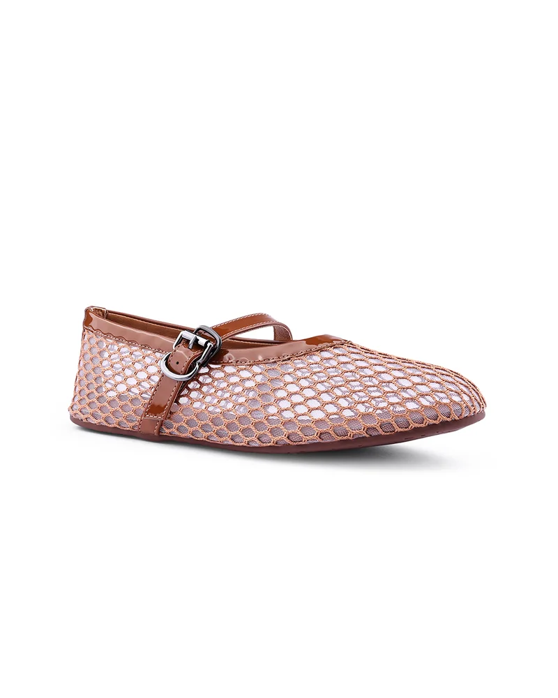 كابلي Womens open weave mesh pattered ballerinas