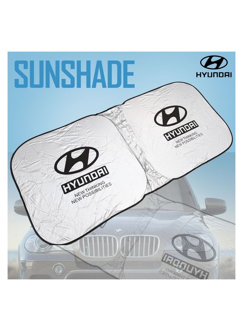 HYUNDAI HYUNDAl Car Sun Shade UV Rays and Heat Protector Sun Visor Foldable Keep Your Vehicle Cool Blocks UV Rays, Car Windshield Sunshade - Image 1