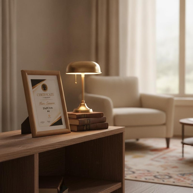 A4 Certificate Frame, 21x29.7cm, Natural Wood Finish - Image 4