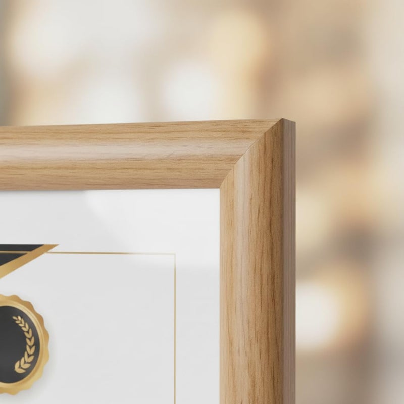 A4 Certificate Frame, 21x29.7cm, Natural Wood Finish - Image 2