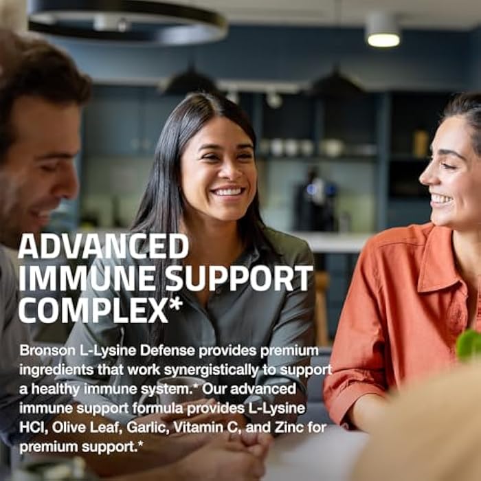 Bronson L-Lysine Defense Immune Support Complex 1500 MG L-Lysine Plus Olive Leaf, Garlic, Vitamin C and Zinc - Non-GMO, 90 Vegetarian Capsules - Image 4