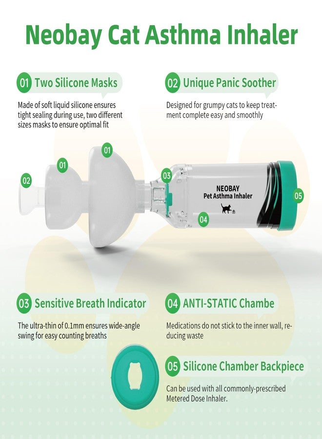 Neobay Cat Inhaler Spacer with Unique Panic Soother - Two Sets Included, 2 Pairs for Convenient Use (Backup Inhaler for When One is Still Not Dry After Cleaning) - Image 4