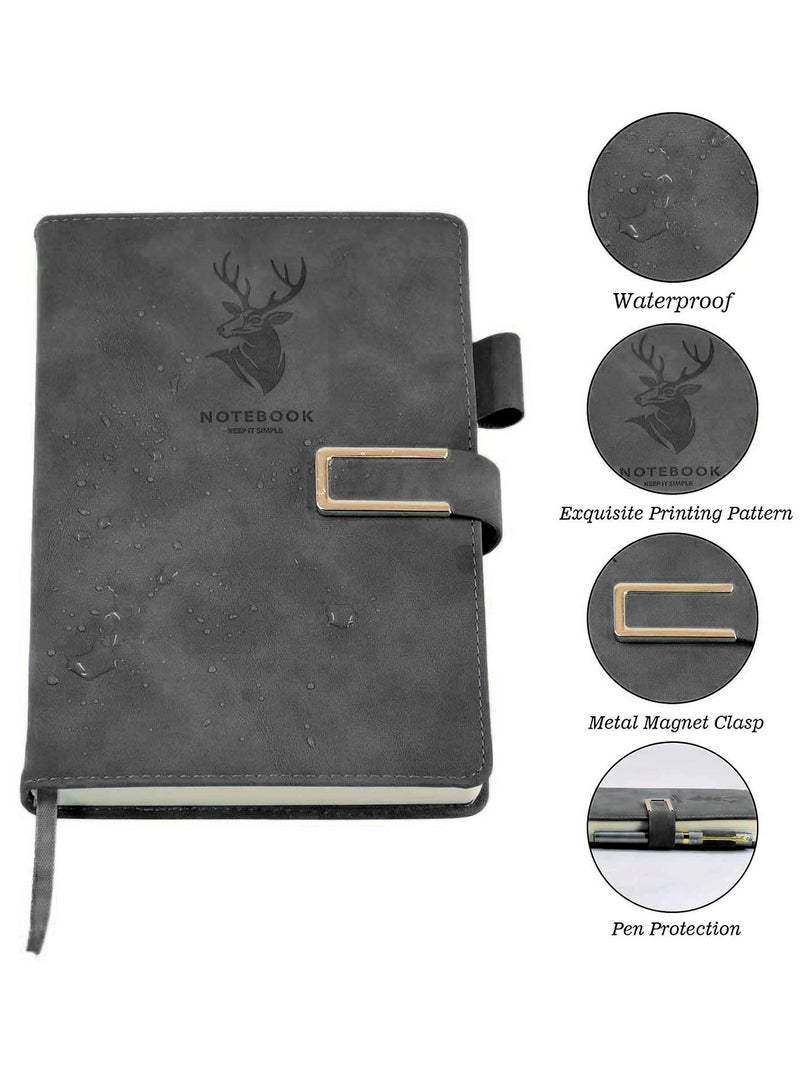 360P Super Thick Business Notebook A5 Buckle Sheepskin Notepad with Deer Head Design -  PU Leather Hardcover Journal, Diary - Perfect Gift （Black） - Image 3