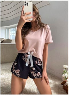 Floral Print Tie Front PJ Set