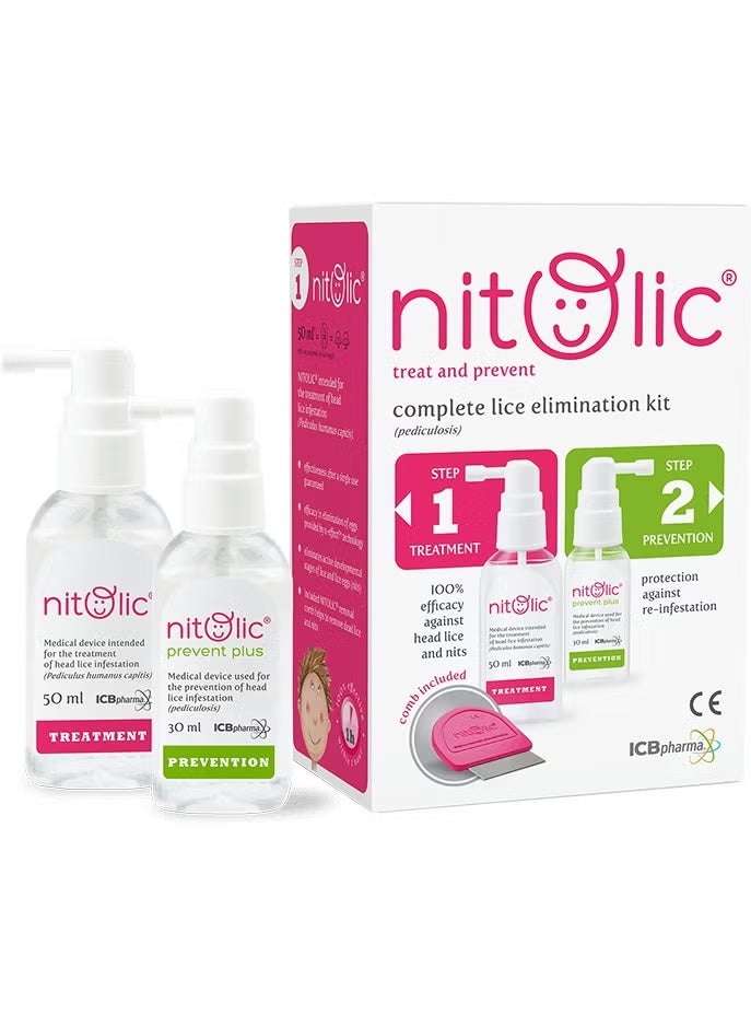 Nitolic Treat And Prevent Complete Lice Elimination Kit 50 Ml + 30 Ml  (Packaging may vary) - Image 1