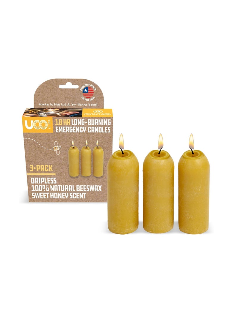UCO 12-Hour Natural Beeswax Long-Burning Candles for UCO Candle Lanterns and Emergency Preparedness, Made in USA
