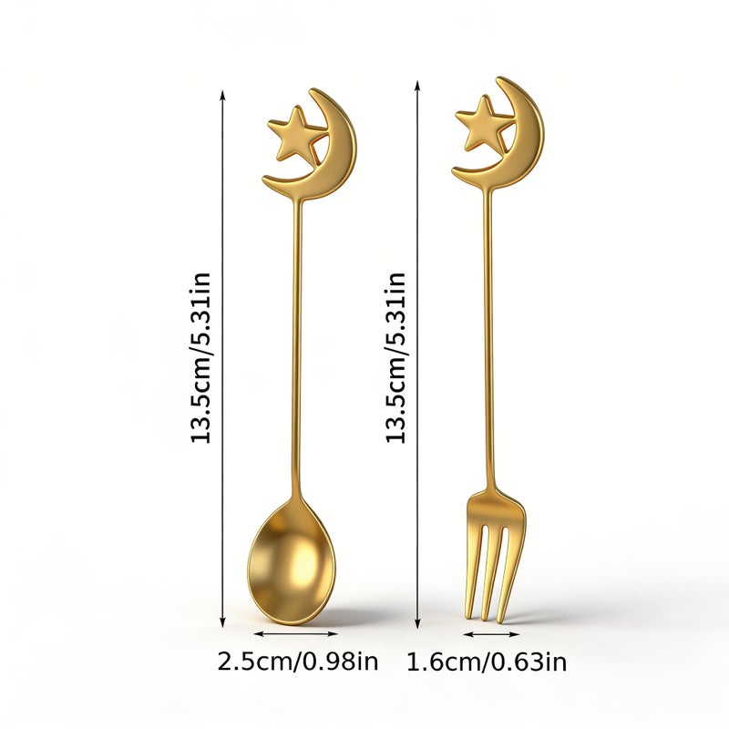 12pcs Stainless Steel Star Moon Shaped Spoon Set Coffee Dessert Tea Ice Cream Stirring Spoon Mirror Polished Dishwasher Safe Silvery For Home Kitchen - Image 3