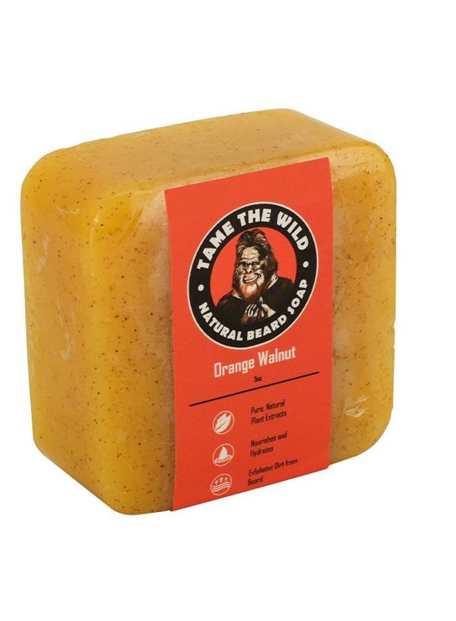 TAME THE WILD MAKE YOUR BEARD BEHAVE Tame the Wild Orange Walnut Beard Soap - Natural Beard Wash - Beard Shampoo & Conditioner - Mens Exfoliating Face & Body Scrub - Made of Shea Butter & Coconut Oil - 1 5oz Bar - Father's Day Gift - Image 1