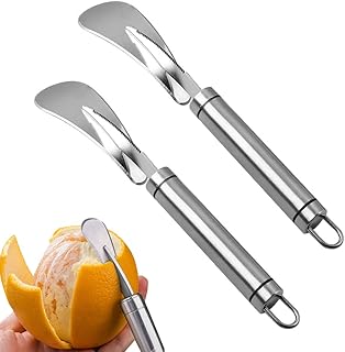 Tinsky Orange Peeler Cutter, 2 Pieces Stainless Steel Orange Citrus Peelers, Orange Peeler Tool with Curved Handle - Image 1