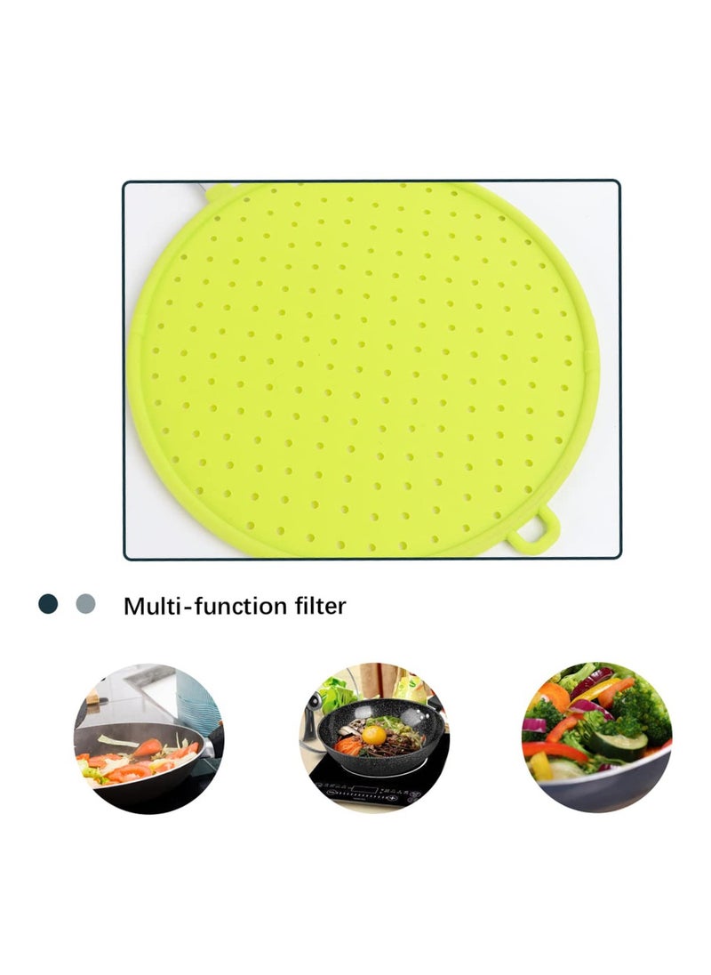Generic - Silicone Pot Lid for Skillet and Griddle Cooking Grease Guard Anti Spill Cover Green - Image 1