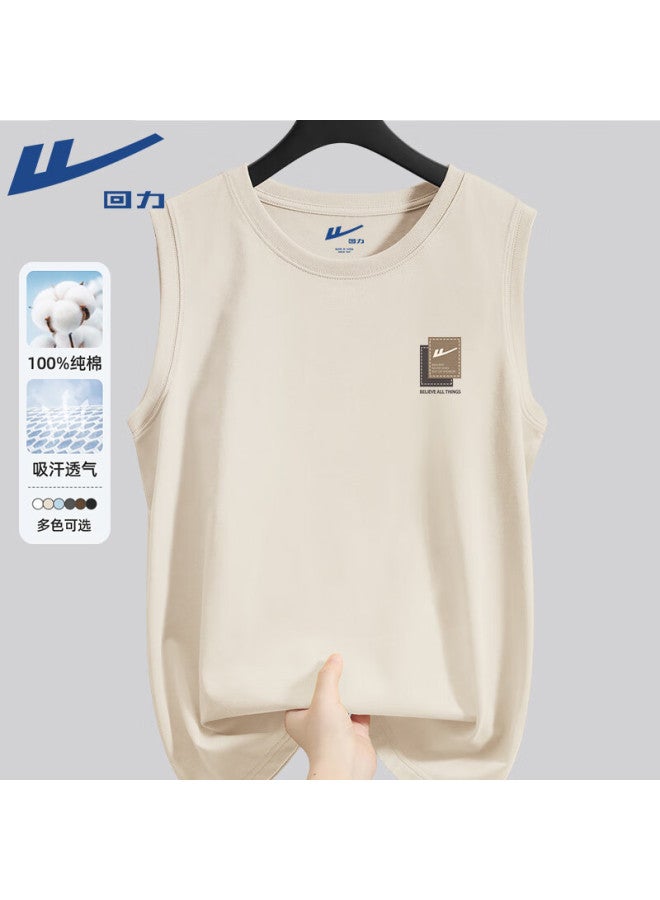 Warrior Summer Cotton Vest Men's New Sports Fitness Breathable Top Uni Outdoor Casual Crew Neck Tank Yd