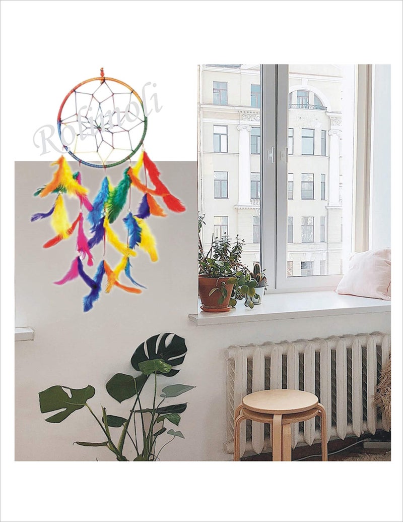 ROLIMOLI Multi Dream Catcher Wall Hanging Decorative Boho Showpiece for Home Office Bedroom - Image 1