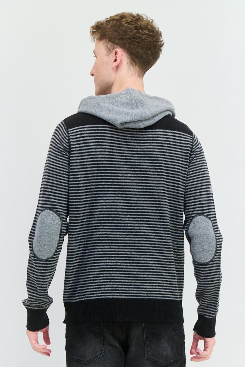 Ed Hardy سويت شيرت كامل بسحاب بغطاء رأس للرجال بشعار باتش، أسود - Image 2