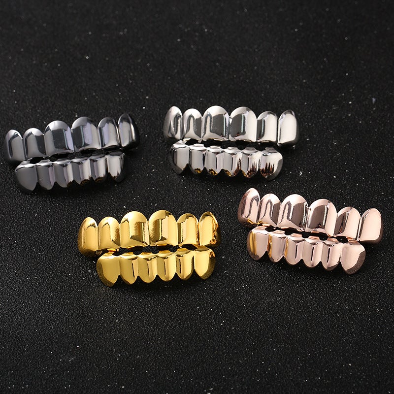Gold-Plated Denture Set Hip-Hop Rap Men And Women Smooth Teeth Decoration Teeth Grillz Hip-Hop Teeth - Image 2
