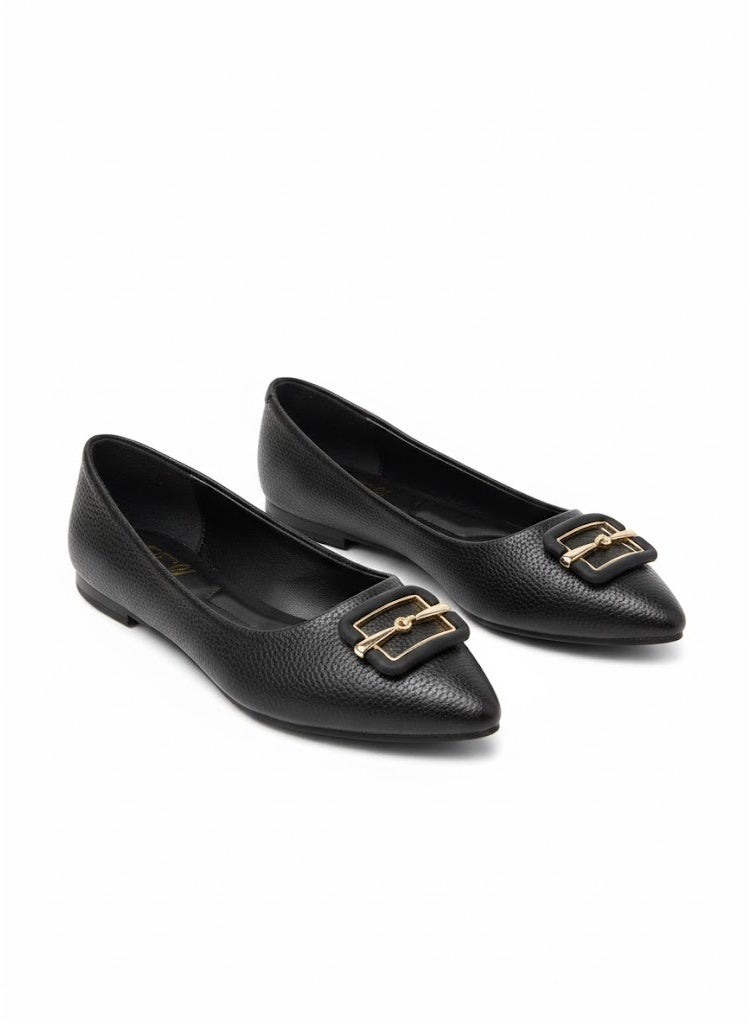 لايف ستيلاش  Ballerina Flat Leather Pointed BN-518 - Black - Image 2