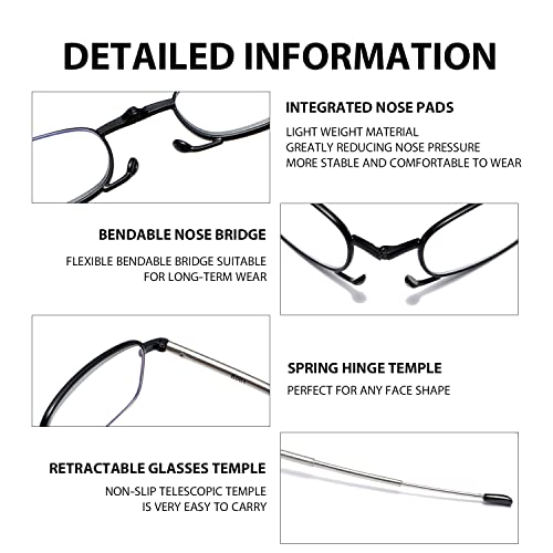 OWTXIS Folding Reading Glasses for Men Women, Keychain Compact Readers Blue Light Portable Pocket Eyeglasses (Blue, +1.25) - Image 4