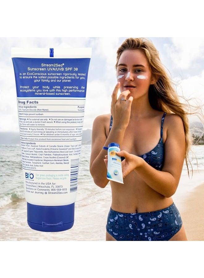 STREAM 2 SEA SPF 30 Mineral Sunscreen Biodegradable and Reef Safe Sunscreen, 3 Fl oz Non-Greasy and Moisturizing Mineral Sunscreen For Face Protection and Body Against UVA and UVB - Image 4