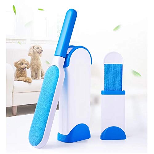 Max Home Pet Hair Dust Lint Remover Double Sided Reusable Brush with SelfCleaning Base for Clothing and Furniture Couch Carpet Medium Blue - Image 1
