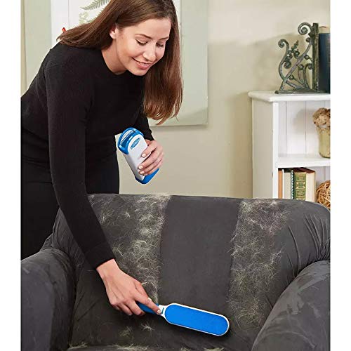 Max Home Pet Hair Dust Lint Remover Double Sided Reusable Brush with SelfCleaning Base for Clothing and Furniture Couch Carpet Medium Blue - Image 2