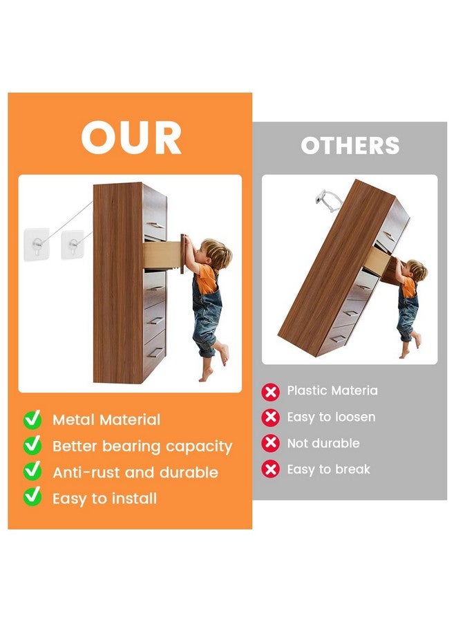 HONUTIGE 10 Pack Adjustable TV Safety Straps, Stainless Steel Furniture Straps, No-Drill Adhesive Anti-Tip Furniture Anchors for Baby Proofing, Secure Flat Screens Fix to Wall,Cabinet,Dresser,Stand Or Desk - Image 5