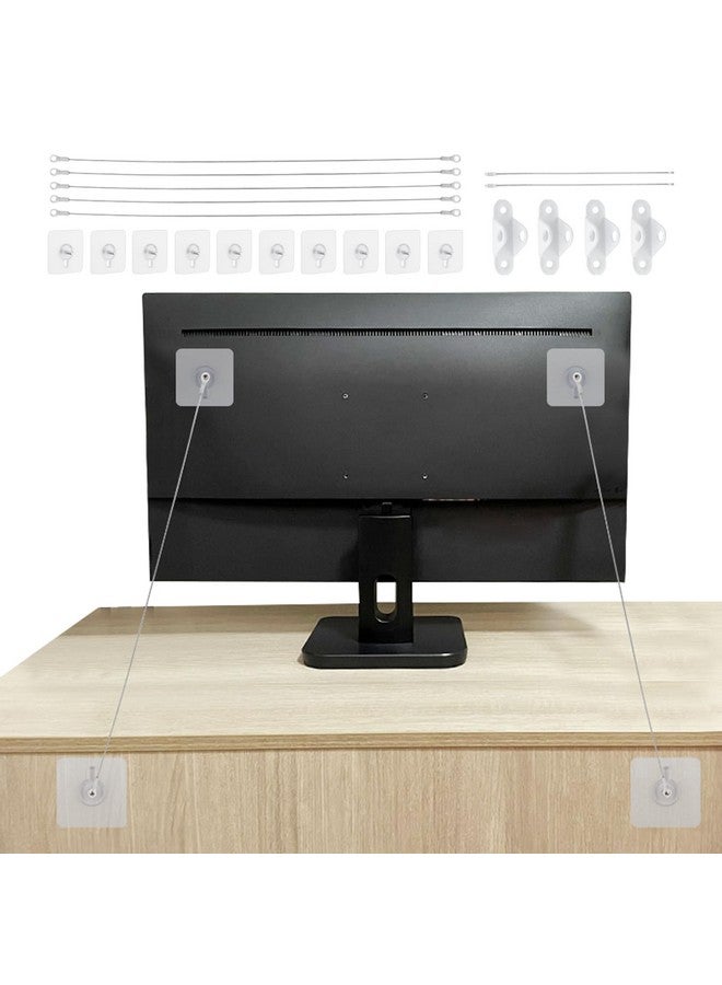 HONUTIGE 10 Pack Adjustable TV Safety Straps, Stainless Steel Furniture Straps, No-Drill Adhesive Anti-Tip Furniture Anchors for Baby Proofing, Secure Flat Screens Fix to Wall,Cabinet,Dresser,Stand Or Desk - Image 1