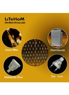 Litehom Litehom Led Net Mesh String Lights Diwali Lights Led Lights for Home Decoration 98Ft X 66Ft 192 LEDs 8 Modes Warm White Net Mesh Light  - Image 4
