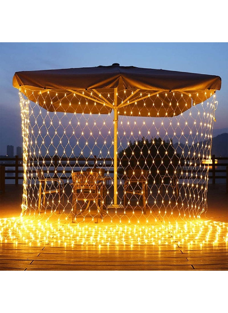 Litehom - Litehom Led Net Mesh String Lights Diwali Lights Led Lights for Home Decoration 98Ft X 66Ft 192 LEDs 8 Modes Warm White Net Mesh Light - Image 1