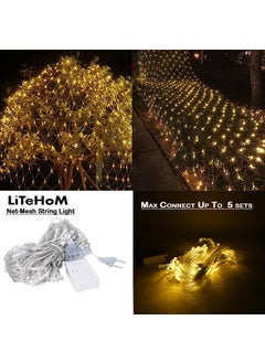 Litehom Litehom Led Net Mesh String Lights Diwali Lights Led Lights for Home Decoration 98Ft X 66Ft 192 LEDs 8 Modes Warm White Net Mesh Light  - Image 5