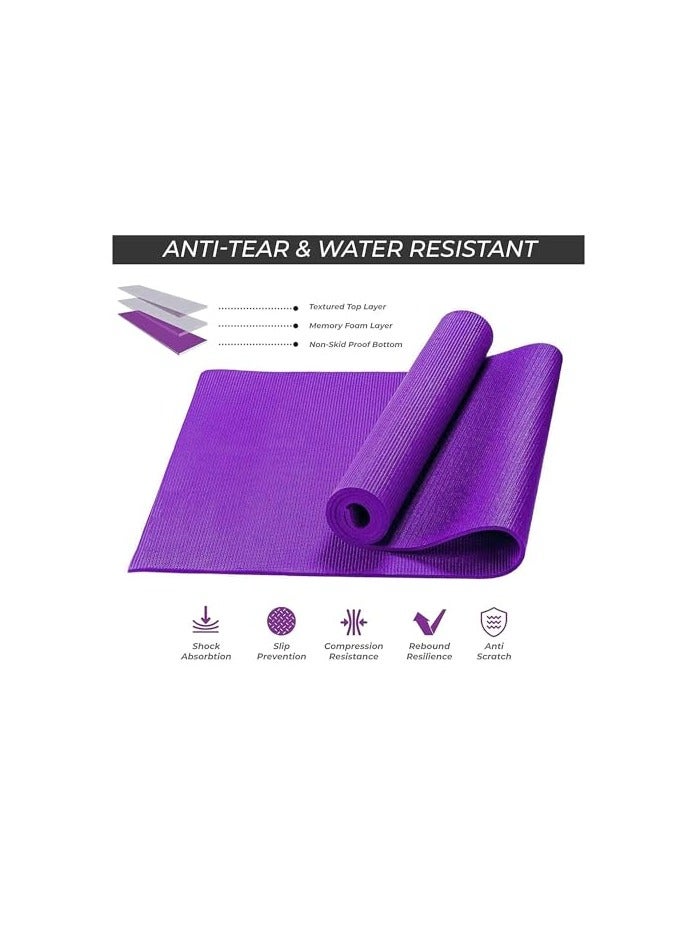 QSHOP Ultimate Premium Non-Slip 6mm Yoga Mat with Attached Carrying Bag Ideal for High Intensity Interval Training, Pilates, Yoga and Many Other Home Exercises from QShop®️  - Image 3