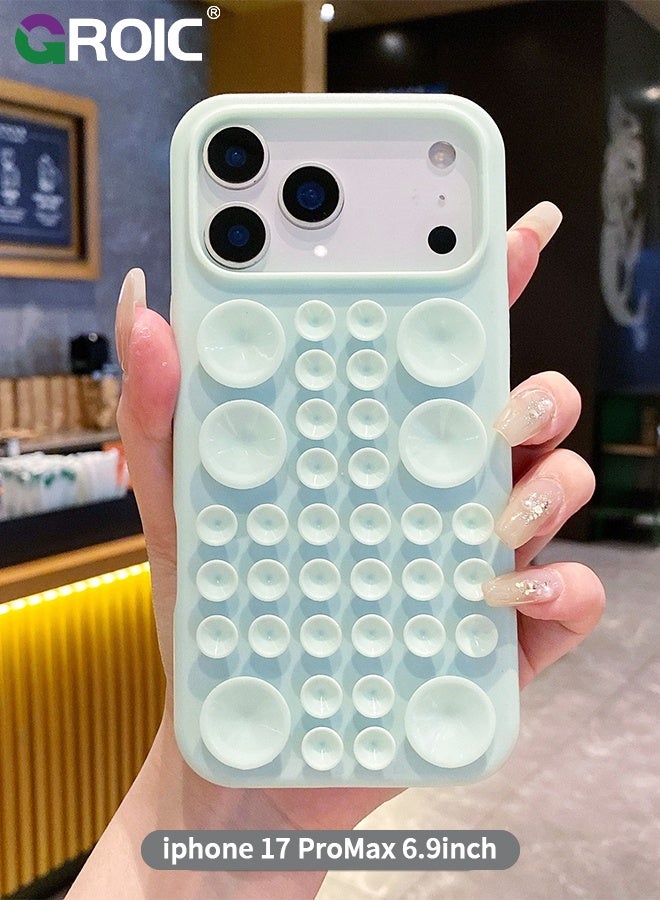 GROIC Silicone Suction Cup Phone Case for iPhone 17 Pro Max, Self-Adhesive Grip Cover for Smooth Surfaces, No-Slip Grip, Shockproof Protection for iphone 17 Pro Max  (Sky Blue) - Image 1