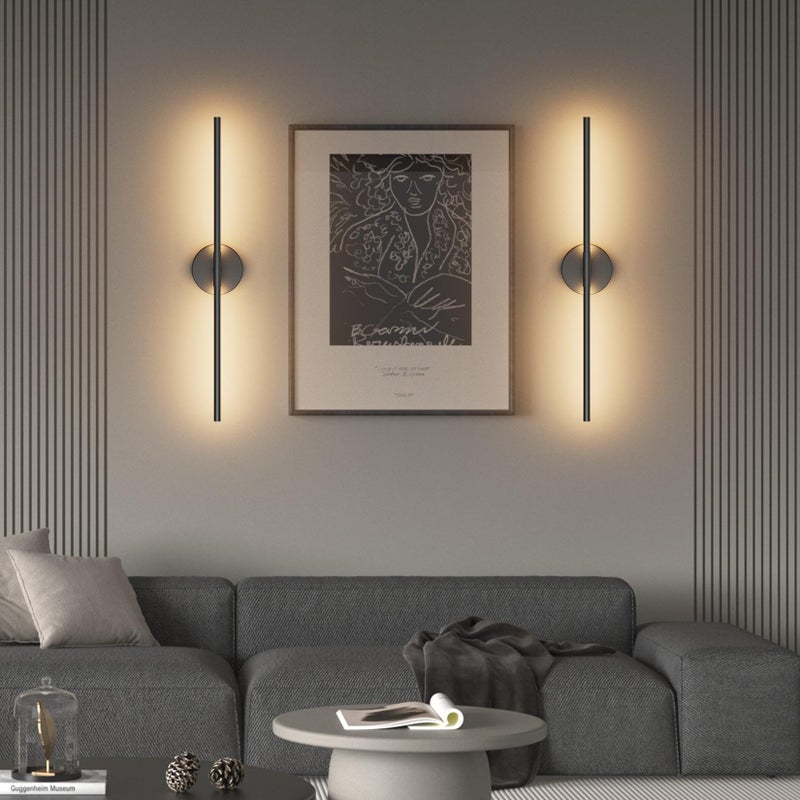 Coinmit 28In Black Wall Sconce Set of Two Hardwired 3000K LED Modern Wall Light Fixture 360Â° Rotatable for Living Room Hallway Bedroom(2 Pack) - Image 2