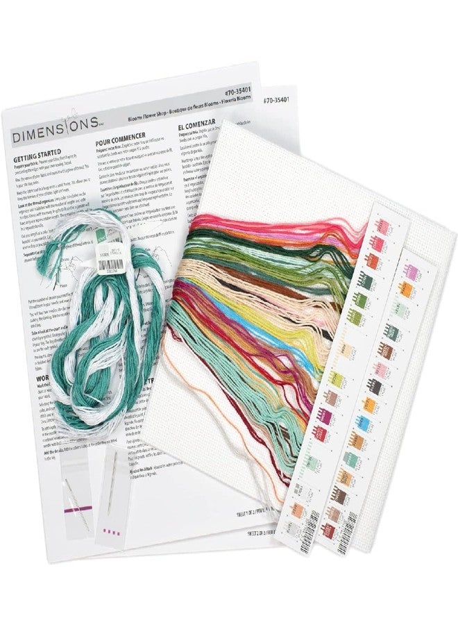 Dimensions Blooms Flower Shop Counted Cross Stitch Kit, 14 Ct. White Aida - Image 4