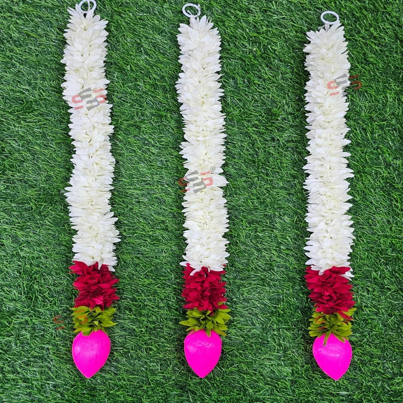 S2S Artificial Fabric White Gajra Jasmine Flower Strings Wedding Decorations,Event Decor. Perfect For Diwali,Ganpati & Pooja/Temple/Mandir Decoration (Pack Of 5) (Each Ladi Size 24 In), 60 Cm - Image 3