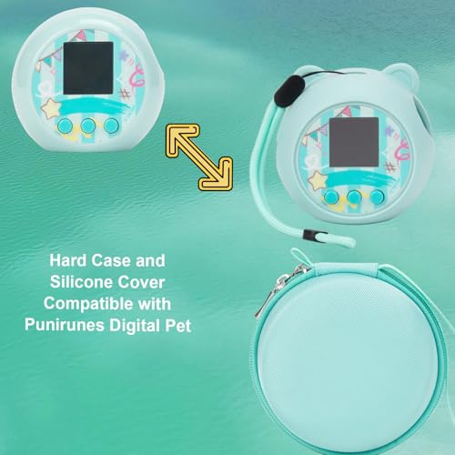 YouKnow Travel Case and Silicone Cover Compatible with Punirunes Interactive Toy Digital Pet, with Full Coverage PET Clear Film (Silicone and Carrying Case) (Teal) - Image 5