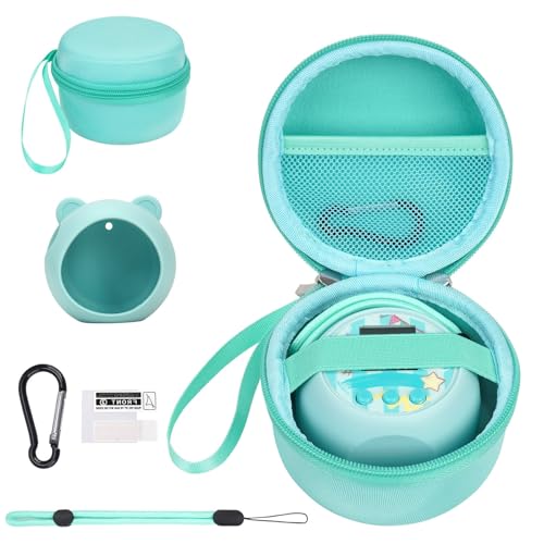 YouKnow Travel Case and Silicone Cover Compatible with Punirunes Interactive Toy Digital Pet, with Full Coverage PET Clear Film (Silicone and Carrying Case) (Teal) - Image 1
