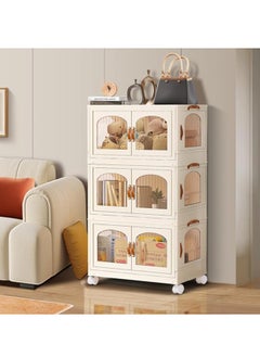 Generic Portable Kids Wardrobe Foldable Combination Wardrobe Baby and Children's Clothing Toy Storage Cabinet  Snack Cabinet (3 Low)  - Image 1