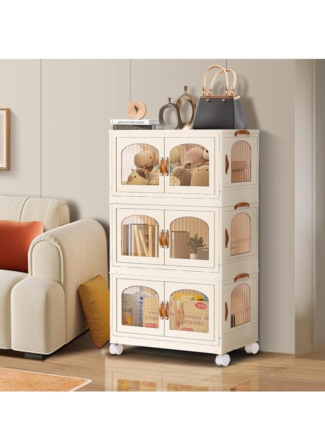 Generic Portable Kids Wardrobe Foldable Combination Wardrobe Baby and Children's Clothing Toy Storage Cabinet  Snack Cabinet (3 Low)  - Image 1