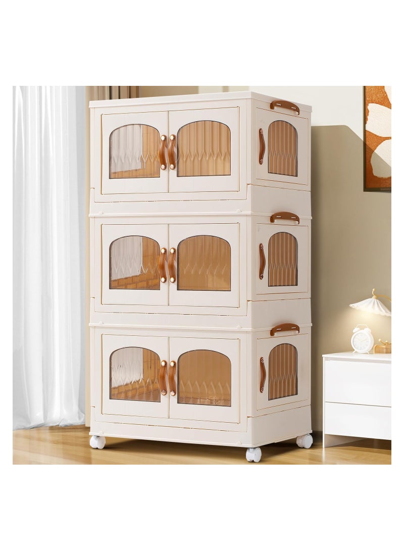 Generic Portable Kids Wardrobe Foldable Combination Wardrobe Baby and Children's Clothing Toy Storage Cabinet  Snack Cabinet (3 Low)  - Image 5