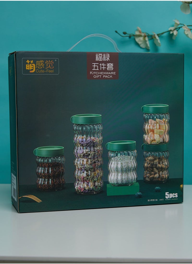 AURORA - 5 Piece Glass Jar Set - Image 1