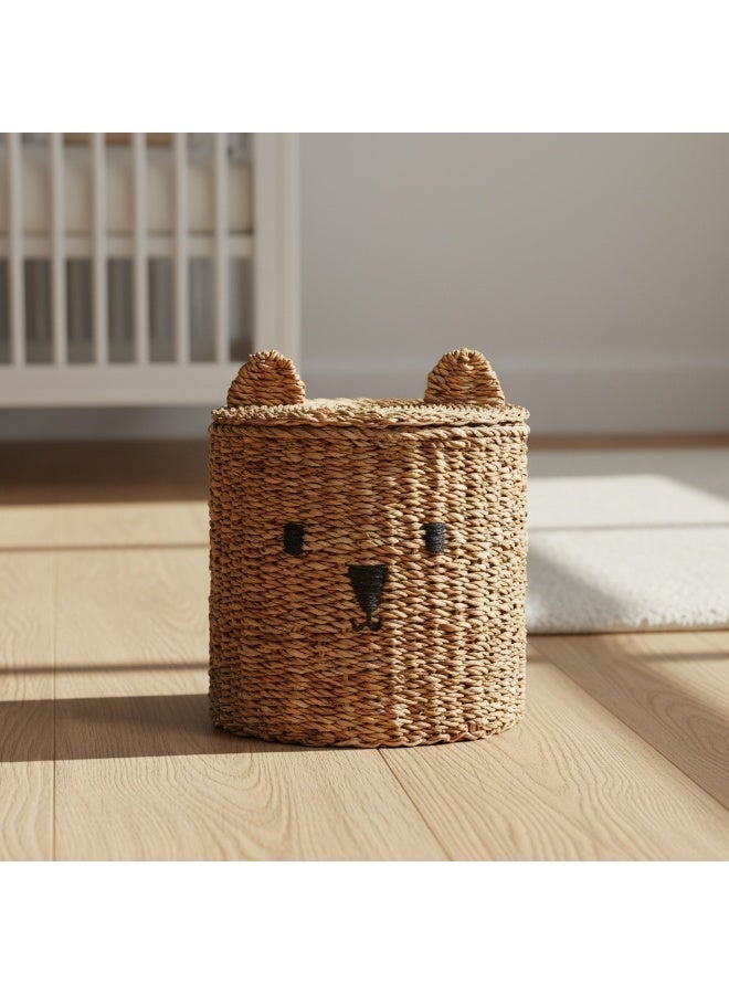 Y&D Modern Eco-Friendly Large Water Hyacinth Laundry Basket with Adorable Animal Ears - Natural Woven Hamper for Laundry Room Storage - Image 2