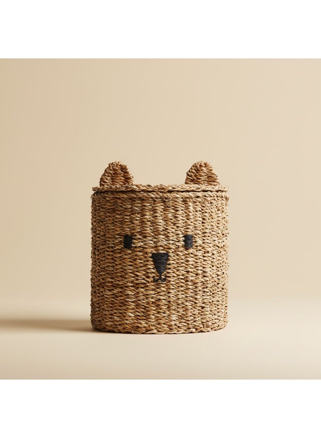 Y&D Modern Eco-Friendly Large Water Hyacinth Laundry Basket with Adorable Animal Ears - Natural Woven Hamper for Laundry Room Storage - Image 3
